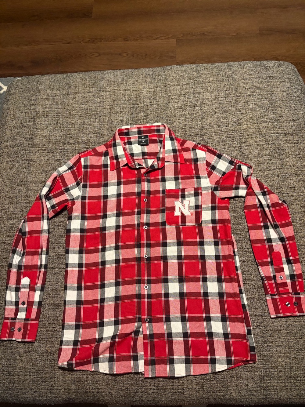 Red Plaid Button-Down Shirt with Chest 'N' Patch